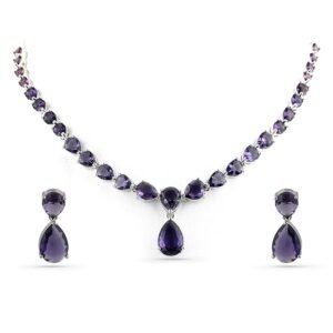 Rubans Necklace Set Rhodium Plated Crystal Studded Jewellery Gift for Women & Girls